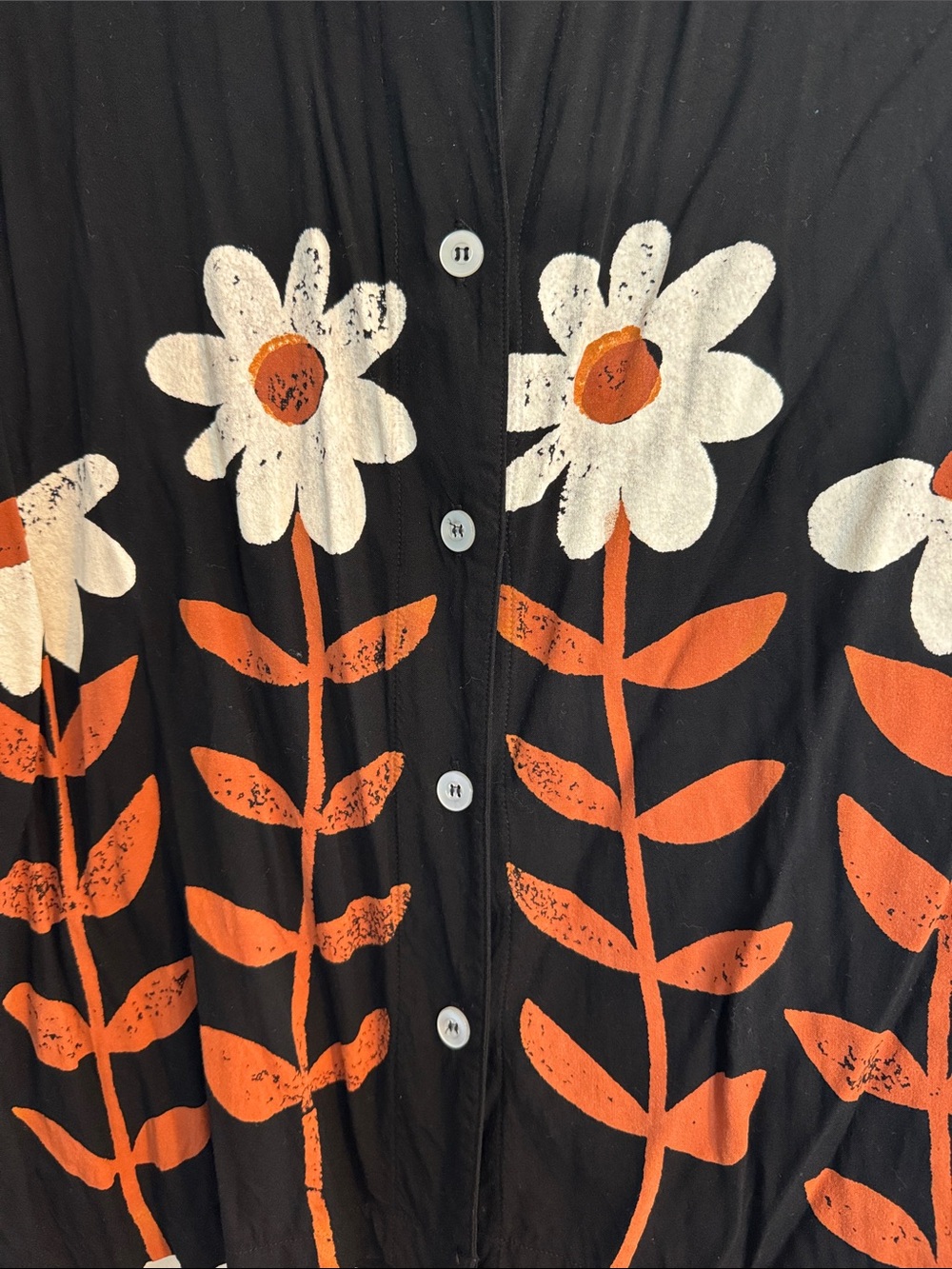 Big Bud Press Button-Up Floral Print Black Women's Shirt - Picture 3 of 4